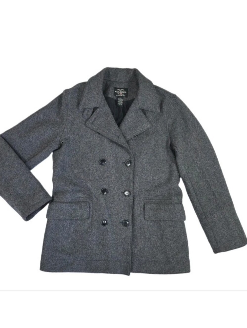 Polo Jeans Co Ralph Lauren Double Breasted Wool Pea Coat Medium Gray Vintage